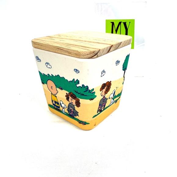 Peanuts Snoopy & Charlie Brown Kitchen Storage Jar – Bamboo Lid | Vintage Cartoo - Picture 1 of 10